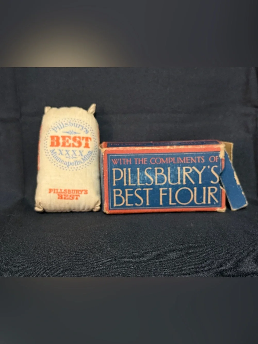 Pillsbury's Best Flour Decorative Vintage Sack and Box - Blue & Cream